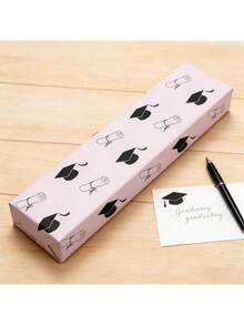20pcs/Pack Pink Graduation Cap Wrapping Paper, Graduation Gift Packaging Paper, Jelly Membrane Gift Wrapping Paper With Graduation Cap, Degree Cap And Tassel Pattern, Colorful Back To School Bouquet Paper, Suitable For Graduation Gifts, Party Decorations - Multiple Styles - View 5