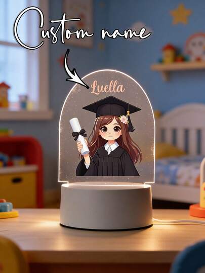 1 pieza Regalo de graduación personalizado y creativo, adecuado como regalo de certificado de diploma. Luz nocturna LED de ilusión 3D, luz cálida, regalo de cumpleaños, regalo de Navidad, regalo de graduación para mujeres o amigos, lámpara de escritorio decorativa, adecuada para volver a la escuela, graduación, regalos de cumpleaños para familiares y amigos, esencial para la universidad y el regreso a la escuela.