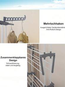 Tendedero plegable de acero inoxidable - Tendedero vertical con ruedas, secadora de 4 niveles, secadora de pie, brazos cortos plegables y paneles giratorios, secadora de ropa interior, adecuada para apartamentos, dormitorios, lavaderos - Uso en interiores/exteriores - Multicolor - Ver 8