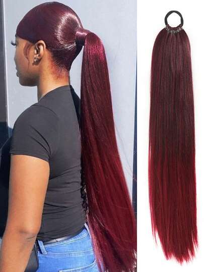 24英寸长编织直马尾辫，聚酯纤维材质，多种颜色可选。适合女性四季佩戴，也可作为日常配饰。