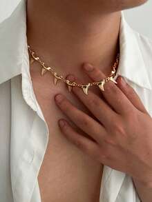 1件哥特朋克风3D鲨鱼牙拼接吊坠金属项链，摇滚嘻哈优雅风，休闲简约风，街头风，婚礼节日派对，日常百搭时尚项链，男士礼物 - 項鍊 - 查看 3