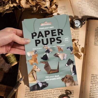 Trees Kit d'origami en papier pour chiens DIY, 50 feuilles de papier d'origami 3D pour plier des figurines de chats mignons, activité artisanale amusante pour les enfants et les adultes, décoration de bureau et cadeau pour les amateurs d'animaux de compagnie