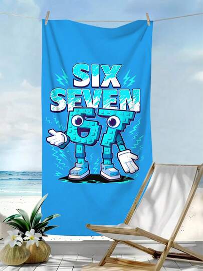 1 chiếc khăn tắm biển thời trang "SIX SEVEN", in hình hoạt hình "67", siêu mềm, nhanh khô, thấm hút tốt, cỡ lớn, thích hợp dùng cho bãi biển, tắm, bơi lội, tập thể dục, yoga, cắm trại. Khăn sợi siêu mềm mại và thoải mái, nhẹ và dễ mang theo, chống gió và chống nắng, thích hợp cho du lịch mùa hè, trang trí phòng tắm, bãi biển, quà tặng cần thiết cho kỳ nghỉ biển (in một mặt).