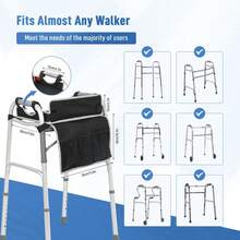 JFMkaer Walker Tray With Cup Holder – Folding Walker With Pockets & Non Slip Mat For Food,Mobility Trays Fits Most Standard Folding Walkers,Walker Accessories For Elderly - Black - View 7