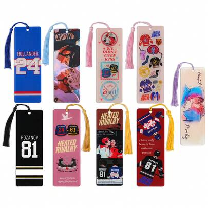 Marcador de página em acrílico com tema de rivalidade acirrada para fãs - Hóquei no Gelo CP Elements + Etiquetas de leitura para livros, ideal para leitores de livros BL esportivos, controle periférico preferido pelos fãs.