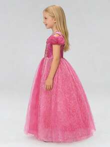 Vestido de princesa rosa con luz, adecuado para disfraces de Halloween y Navidad para niñas, apto para bebés, niños y adolescentes - Rosa - Ver 9