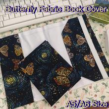 1 pieza Funda de libro de tela con mariposas negras y de colores en tamaño A5/A6, funda de libreta de lino hecha a mano, protector de planificador, para embellecer y proteger libretas y libros - Una pieza - Ver 1