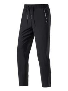 Men's Outdoor Sports Pants With Drawstring Adjustable Waist, Suitable For Outdoor Sports, Street Activities And Daily Commute Black - Black - View 9