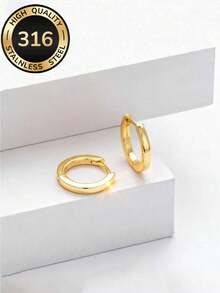 高品质316不锈钢低过敏性18K镀金耳环，简约优雅时尚，适合日常佩戴或参加派对，女士珠宝配饰，中性设计，周年纪念日、情人节、母亲节送给女孩的完美礼物 - 戒指 - 查看 12