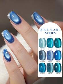 15毫升容量 2026春夏及新年宝石蓝玻璃珠，岛屿蓝冰川猫眼新款女士圣诞礼品套装，包含水晶石猫眼凝胶指甲油 - 彩色 - 查看 19