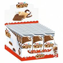 Kinder Cards Nacional España Original caja de 30 unidades galletas crujientes extra finas de barquillo con leche y chocolate y rellenas de cremosa leche y avellanas Sabor Garantizado - TARJETAS KINDER - Ver 2