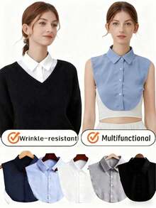 Simple Versatile Shirt Collar Insert, Unisex Solid Color Professional Versatile Pointed Collar Fake Collar Shirt Collar Suit Inner Collar Detachable Collar Fake Collar,The Fabric Is Made Of Soft Polyester Material, Suitable For Daily Wear. - Nhiều màu - Xem 3