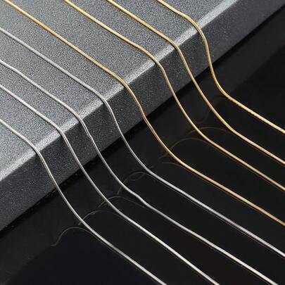 1件/5件装不锈钢圆蛇链项链，百搭男女通用配饰，适合DIY珠宝制作