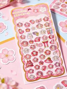 New 3D Stereoscopic Japanese Cherry Blossom Crystal Epoxy Resin Sticker, Cute Cartoon Cat & Dog Decals For Kids - Multicolor - View 10