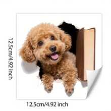 3 piezas Pegatinas de pared con efecto de perro asomándose a través de la pared, resistentes al agua, adecuadas para puerta de garaje, carrocería de automóvil, decoración del hogar, PVC autoadhesivo - A - Ver 5