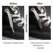 24 Pieces Metal Aglets For Shoelaces DIY Repair Tips Replacement Ends For Paracord Hoodies Sneakers Canvas Shoes Black - 如圖所示 - 查看 4