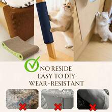 Trimmable Self-Adhesive Cat Scratcher Mat, Anti-Scratch Furniture Protector Pad For Couch, Bed, Wall & Door, Durable Cat Scratching Carpet For Cat Claws, 100/200*40cm - 40*100 - 查看 6