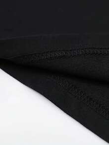 Disney Authorized Mickey Mouse Cartoon Pattern And Mickey Letter Print, Men's Black Pure Cotton Short Sleeved T-Shirt, Breathable White Short Sleeved T-Shirt, Suitable For Summer Wear, Neutral, Regular Round Neck Casual Style, Washable, Comfortable And Loose. - 黑色 - 查看 4