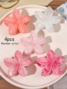 4pcs/Set Oversized Floral Hair Clips, Fashionable Hair Accessories For Spring/Summer, Ideal For Picnics, Beach Trips, And Photo Shoots, Exquisite Design - Multicolor - View 6