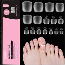 Beetles 16 Sizes 192 Pcs Square Toe Nail Tips - Full Cover Fake Acrylic Toenails, Pre-Etched Double Matte Press On, Soft Gel Toe Nail Extensions For Women - Square Short 192pcs (Toe Nail Tips) - 查看 1
