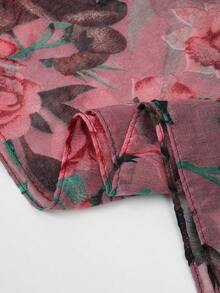 1pc New Bali Yarn Peony Flower Print Scarf, Elegant And Fashionable Thin Sunscreen Scarf For Women, Multi-Functional Soft Shawl Scarf, Daily Evening Dress Outer Wear, Travel Beach Sunshade Shawl, Photography Wear And Festival Gift - Multicolor - View 5