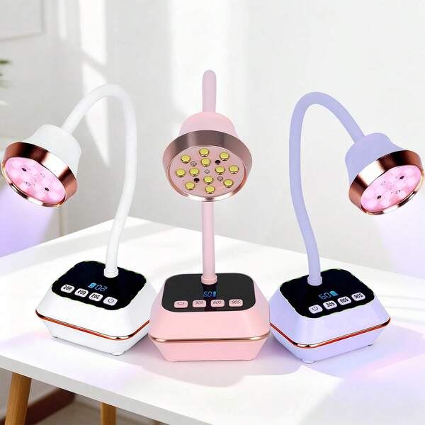 Wireless Nail Lamp LED UV Nail Dryer Rechargeable Auto Sensing Touch Control Fast Drying Nail Light 360° Bendable Table Lamp