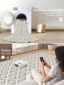 Bedroom Faux Wool Rug, Modern Minimalist Style, Living Room Fashion Carpet, 1pc Home Decor Rug, Washable Hallway Carpet, Kitchen, Bathroom, Dining Room Home Decor Mat, Fluffy Minimalist, Creating A Unique, Exquisite And Comfortable Atmosphere - Light Grey - View 4