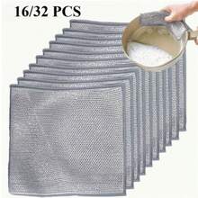 16/32-Pack Reusable Dishwashing Scrub Pads - Durable Square Scouring Pads For Kitchen, Bathroom, And Dining Room, Multi-Functional Oil Stain Removal Design, Modern Style, Rough Surface, Sturdy Structure, Household Essentials - A - View 2