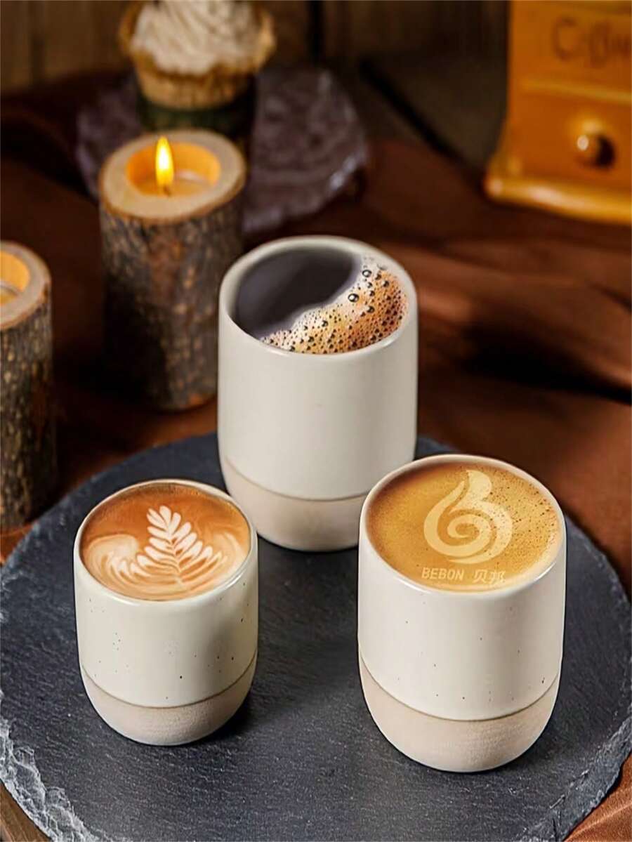 Japanese-Style Rustic Pottery Espresso Cup, Vintage Ceramic Kung Fu Tea Cup, Host Tasting Cup, Office And Home Water Cup - White - View 1