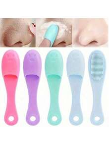 1pc Soft Silicone Nose Brush, For Cleaning, Blackhead Removal, Nostril And Facial Exfoliation - Multicolor - View 7