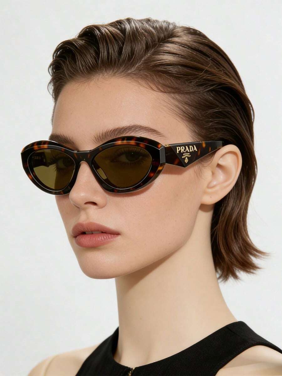 Prada Black Frame Women's Sunglasses, UV Protection, Summer Beach Style - Black - View 1