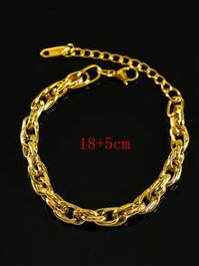 MECYLIFE 1pc Personalized Chain Bracelet, Stainless Steel Adjustable Layered Bracelet For Daily Wear - Yellow Gold - View 11