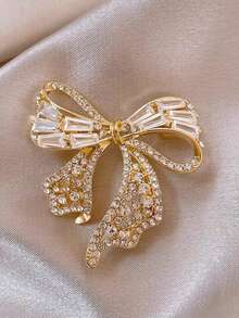 1枚优雅蝴蝶锆石胸针，防滑西装配饰，高端精致女士胸花别针 - 完美礼物 - 金色 - 查看 5