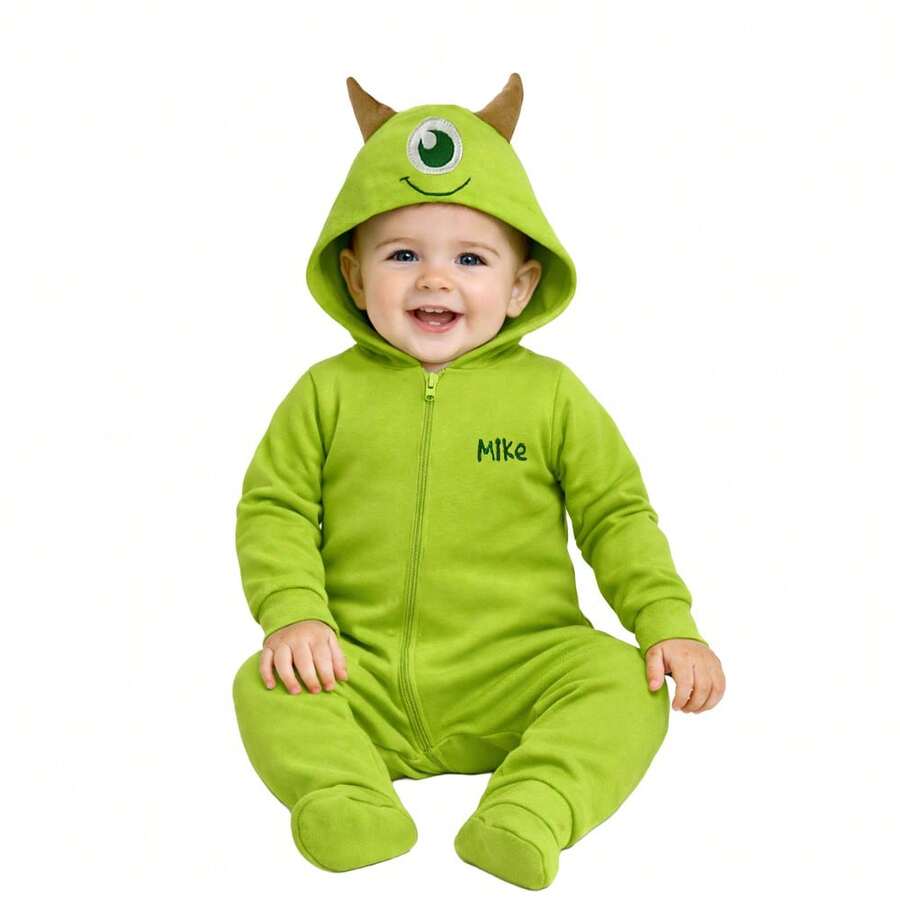 Disney Lightweight Cotton Romper With Hat For Baby - Green - View 1