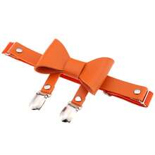 A Punk Street Dance Bowknot Metal Double Duckbill Leather Garter Belt, Boot Strap, Elastic Foot Accessory, Anti-Slip Sock Strap - 橘色 - 查看 13