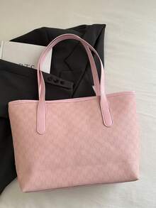 New Lightweight Tote Bag For Women With Rivet Decor, Large Capacity Suitable For Commuting, Shopping, Office, University - Pink - View 10