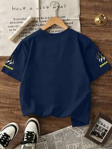 恐龙及“DINSAUR”爪子印花圆领短袖T恤+卡其裤夏季男童两件套 - 彩色 - 查看 6