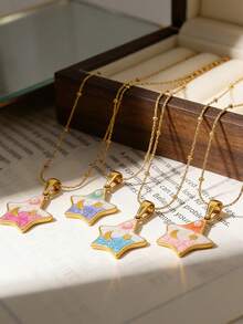 Star Pendant Necklace, Minimalist Versatile Choker Necklace, Elegant Clavicle Chain - Multicolor - View 2
