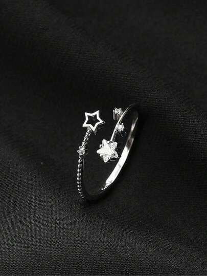 1pc Fashionable Fresh Star Adjustable Open Ring, Suitable For Women's Daily, Party And Holiday Wear