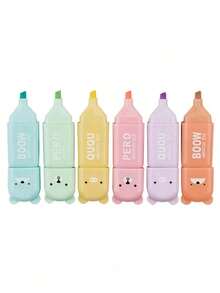 4/5/6 Colors Set Cute Mini Bear Shaped High-Gloss Macaron Color Oblique Tip Marker Pens Kindergarten School Writing Tools - Sets - View 9