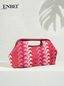 ENBEI Delicado Bolso de Mano Vintage Tejido Tipo Nube - Bolsa de Cosméticos, Bolso de Mano Plisado en Forma de V, Bolso de Playa para Mujer, Bolso de Concha de Moda, Minimalista Multifuncion - Multicolor 8 - Ver 5