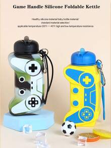 Game Controller Collapsible Silicone Kids Water Bottle 600ml, Platinum Silicone, Foldable & Drop Resistant, Carabiner Clip, Leakproof | Eid Gift, Ramadan Special, Backto School, Easter Basket, Christmas Stocking Stuffer For Boys Girls Gamers - Multicolor - View 1