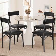Juego de 2 taburetes bar tapizados con respaldo y reposapiés para cocina, sillas de bar para isla, fácil montaje, color negro. - Negro 2 - Ver 6