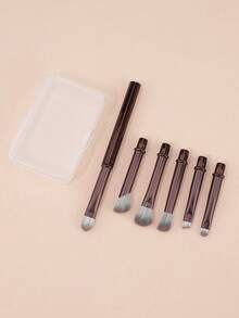 6件套迷你旅行化妆刷套装，包括粉底刷、腮红刷、眼影刷，带刷架，适合旅行/居家/办公使用，方便携带。 - 彩色 - 查看 8