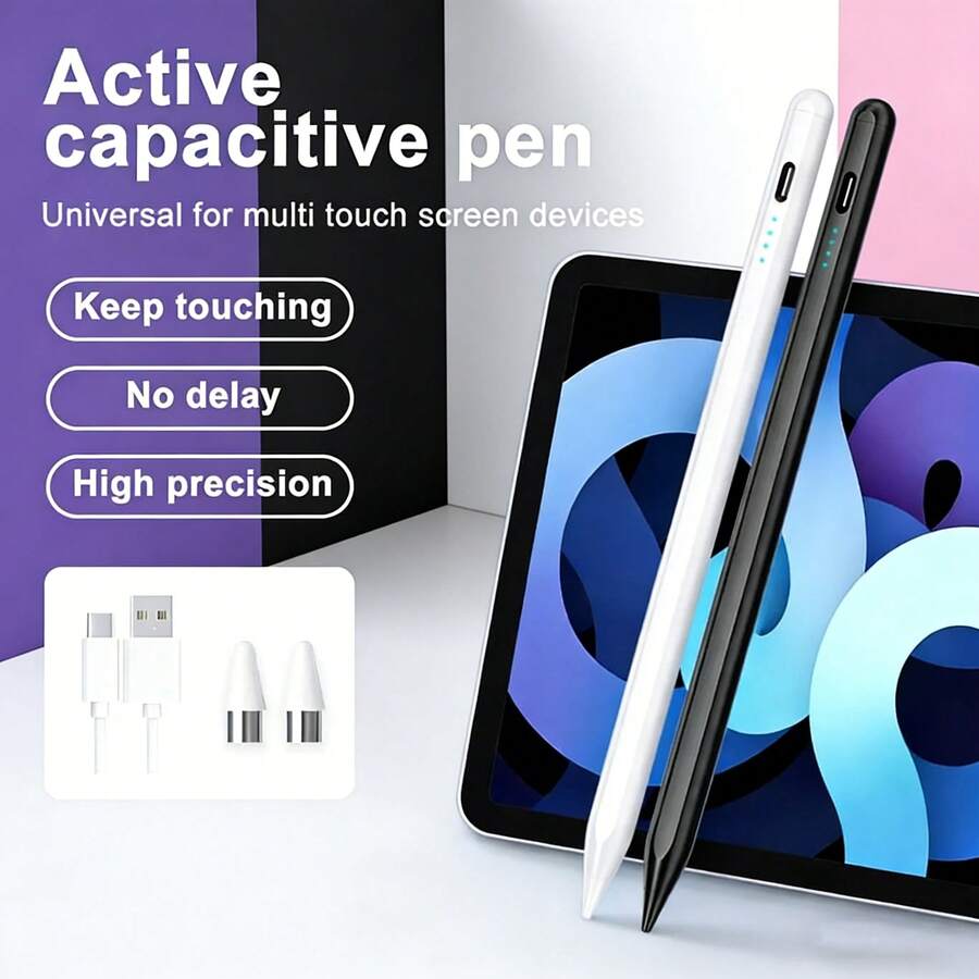 Bút cảm ứng Active Stylus dành cho iPad, tương thích với Apple Pencil từ năm 2018-2024, pin Li-Ion 120 mAh, sạc nhanh hơn, chống chạm lòng bàn tay, cảm ứng độ nghiêng, tương thích với Apple Pen, bút cảm ứng tương thích với iPad thế hệ thứ 10/9/8/7/6, Pro 11/12.9/13/Inch M4, iPad Air 3/4/5/M2, Mini 5/6 [Không có chức năng sạc từ tính] - Nhiều màu - Xem 1