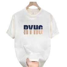 Nueva camiseta popular de manga corta y cuello redondo para hombres y mujeres,  de verano 2026, de corte holgado y peso pesado, elegante y versátil como camiseta casual básica. - [RYHG bicolor] Negro - Ver 6