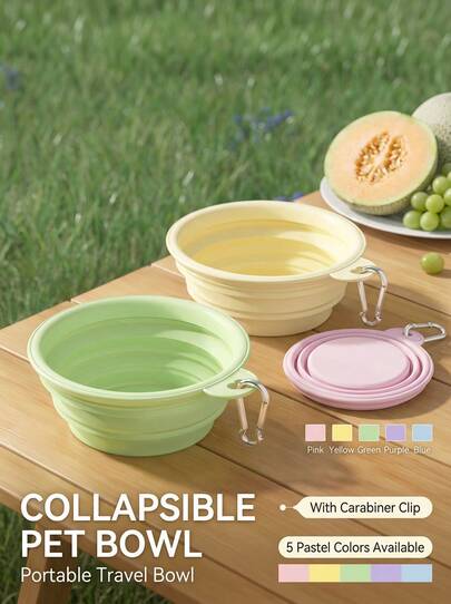 PETSIN 1 件便携式宠物旅行碗带扣，可折叠，非常适合户外活动圣诞礼物