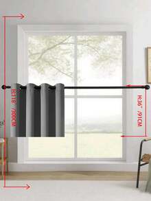 1pc/2pcs Solid Color Polyester Curtains, Energy Blackout Light Blocking Thermal Insulated Curtains For Kitchen, Dining Room, Living Room, Bedroom, Study Room In Black, Deep Grey - Dark Grey - View 41