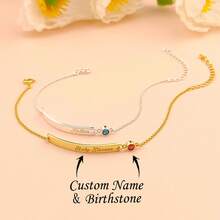 Custom Bar Bracelet Personalized Birthstone Bracelet Name Bracelet Engraved Bracelet Message Bracelet Mother's Day Gift - Multicolor - View 2