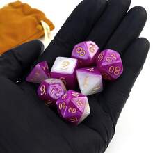 7 件套多面骰子，白紫双色，金色数字，节日礼物，户外游戏 - 中紫紅色 - 查看 10